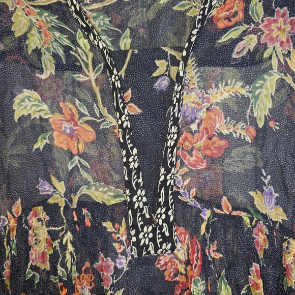 Maeve Anthropologie Babydoll Dress Womens S Forest Fairy Sheer Romatic V Neck - Picture 7 of 11